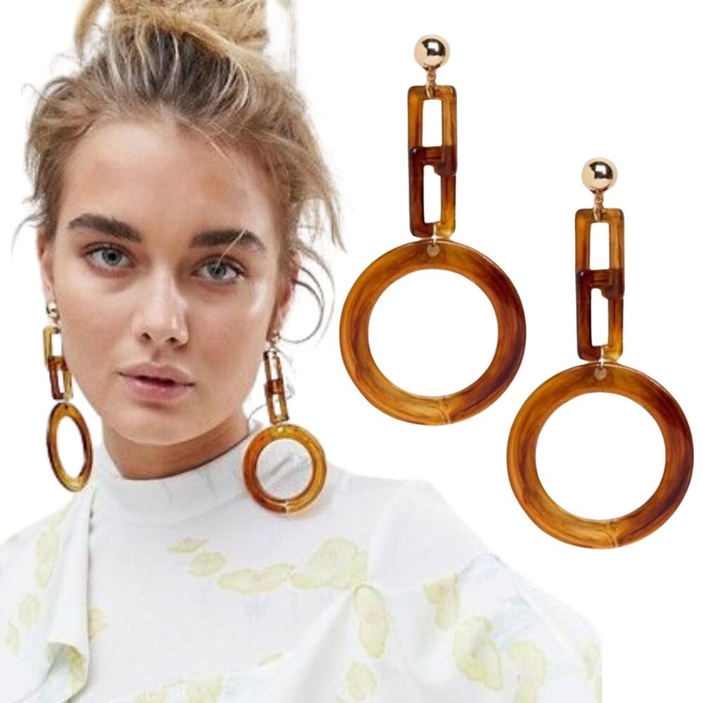 Tortoise Shell Drop Earrings